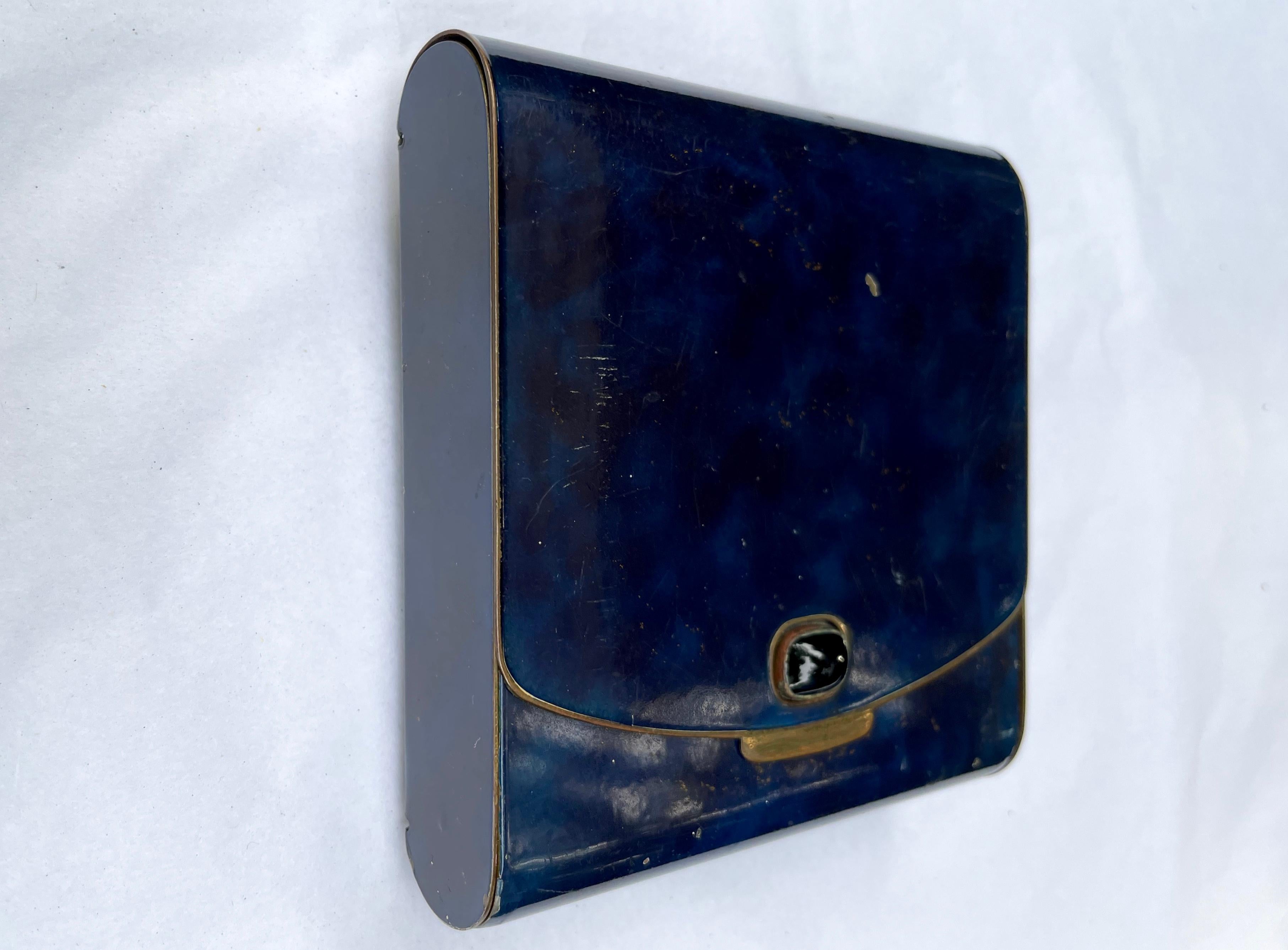 Mid-20th Century Cobalt Blue and Gold Forties Cigarette Case Card Holder