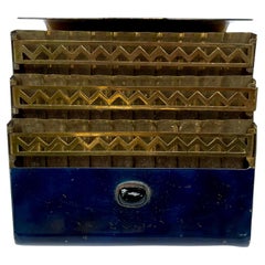 Vintage Cobalt Blue and Gold Forties Cigarette Case Card Holder