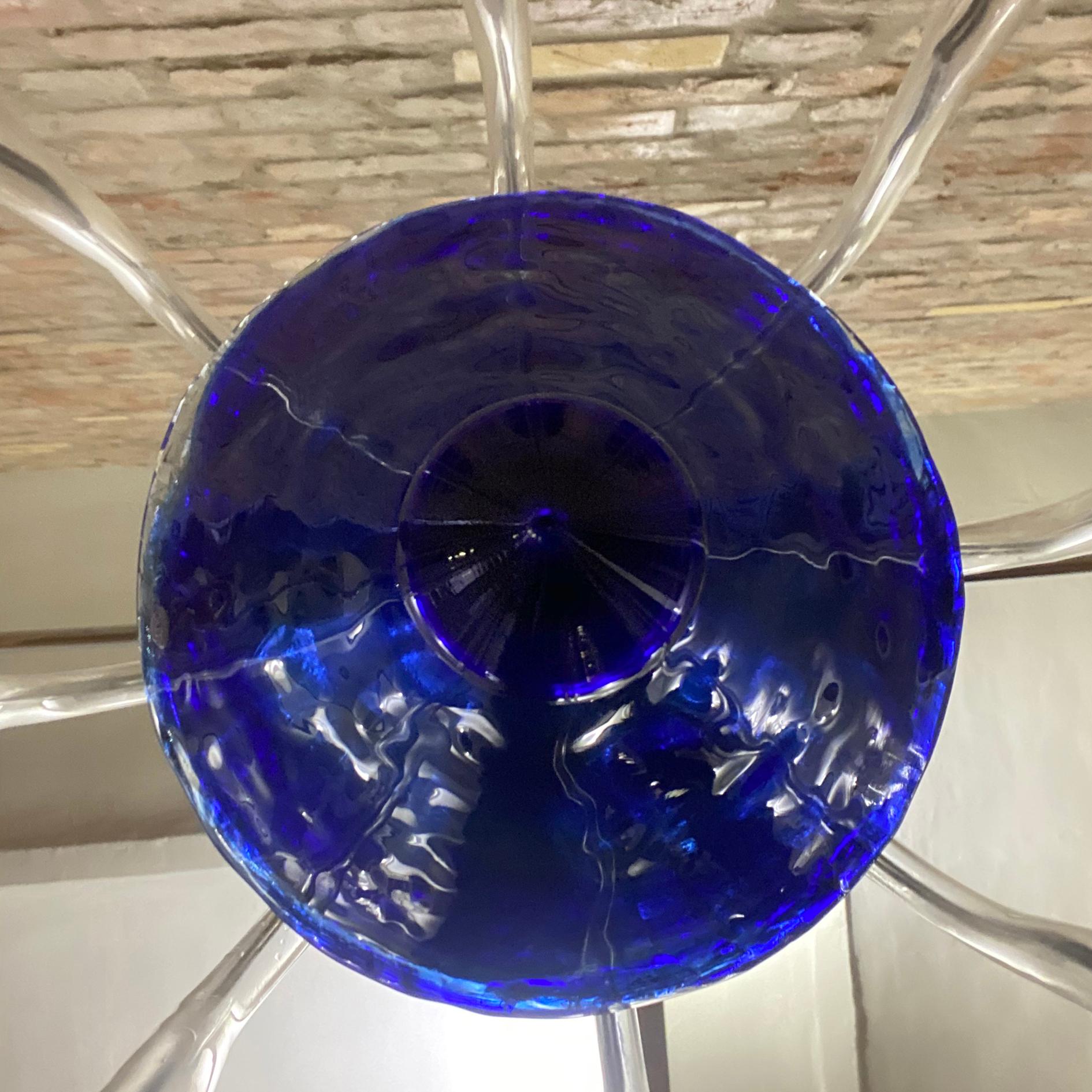 Cobalt Blue Art Deco Style Murano 8-Arm Chandelier by La Murrina, Italy, 1980s For Sale 9