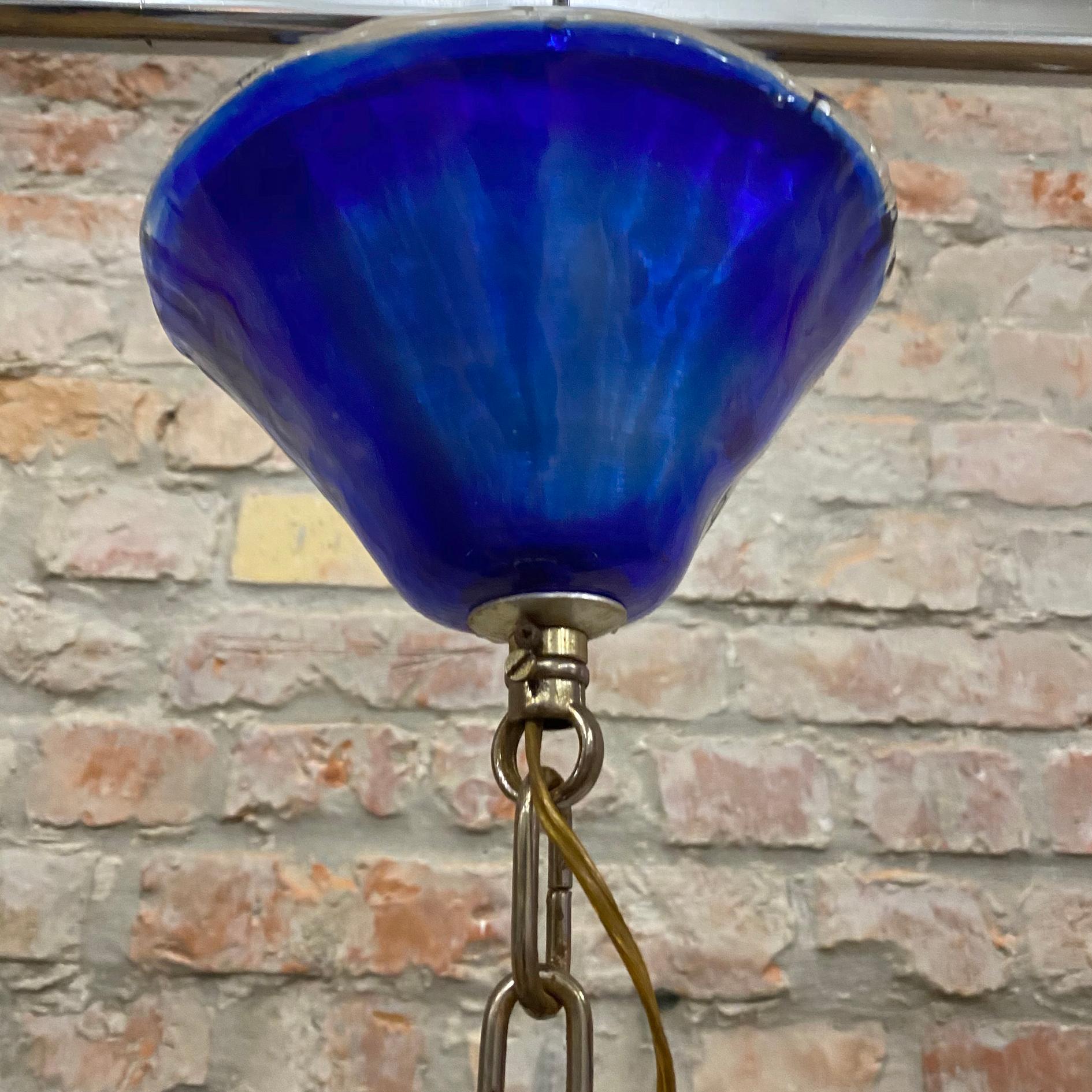 Cobalt Blue Art Deco Style Murano 8-Arm Chandelier by La Murrina, Italy, 1980s For Sale 11