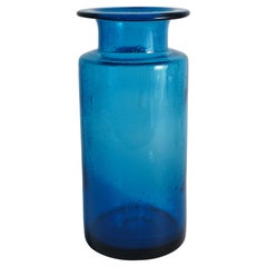 Kobaltblaue Glasvase mit Blasenmuster, Erik Höglund zugeschrieben, Schweden, 1960er Jahre