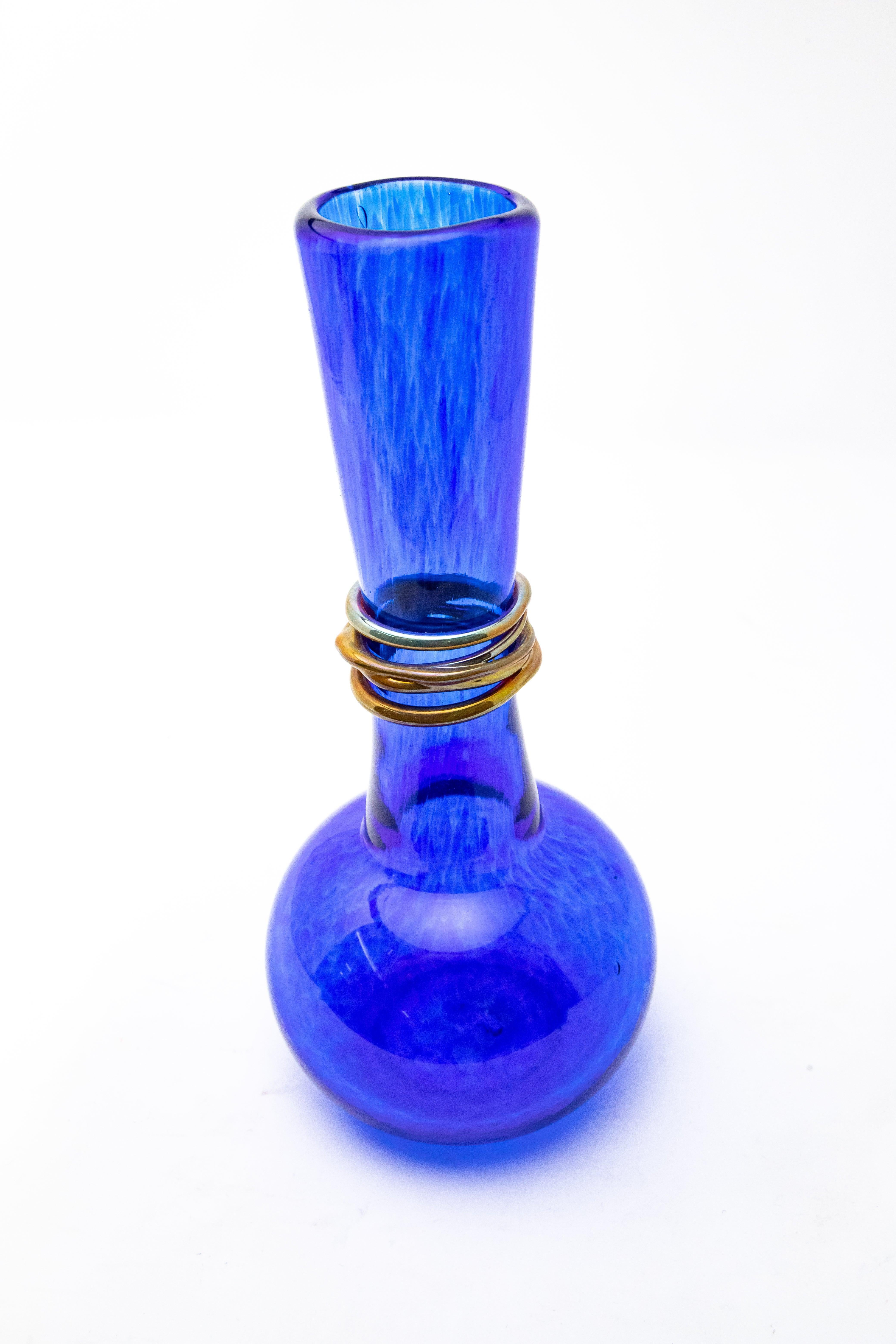 American Cobalt Blue Bud Vase, 2004 by Ignis For Sale