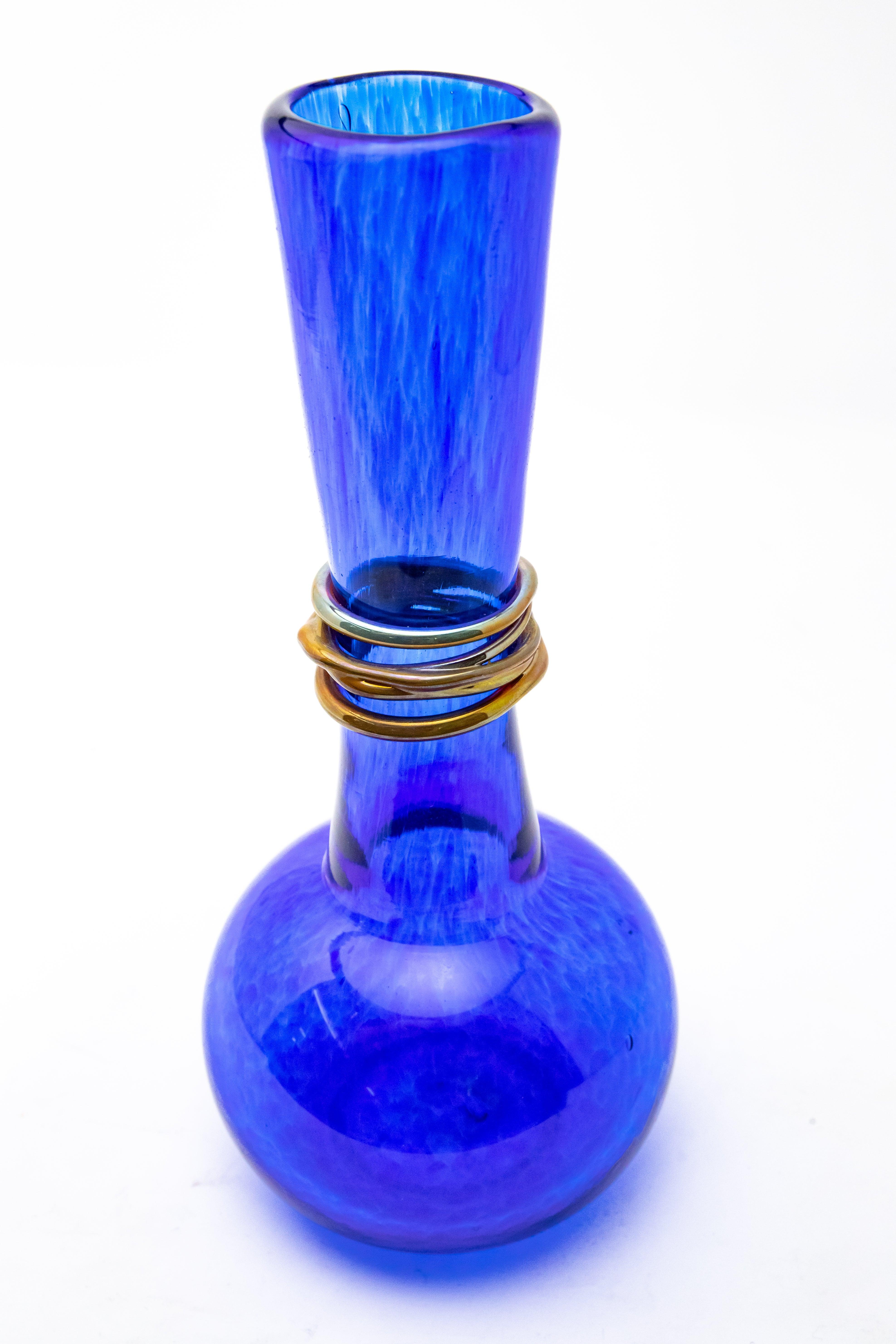 Fired Cobalt Blue Bud Vase, 2004 by Ignis For Sale
