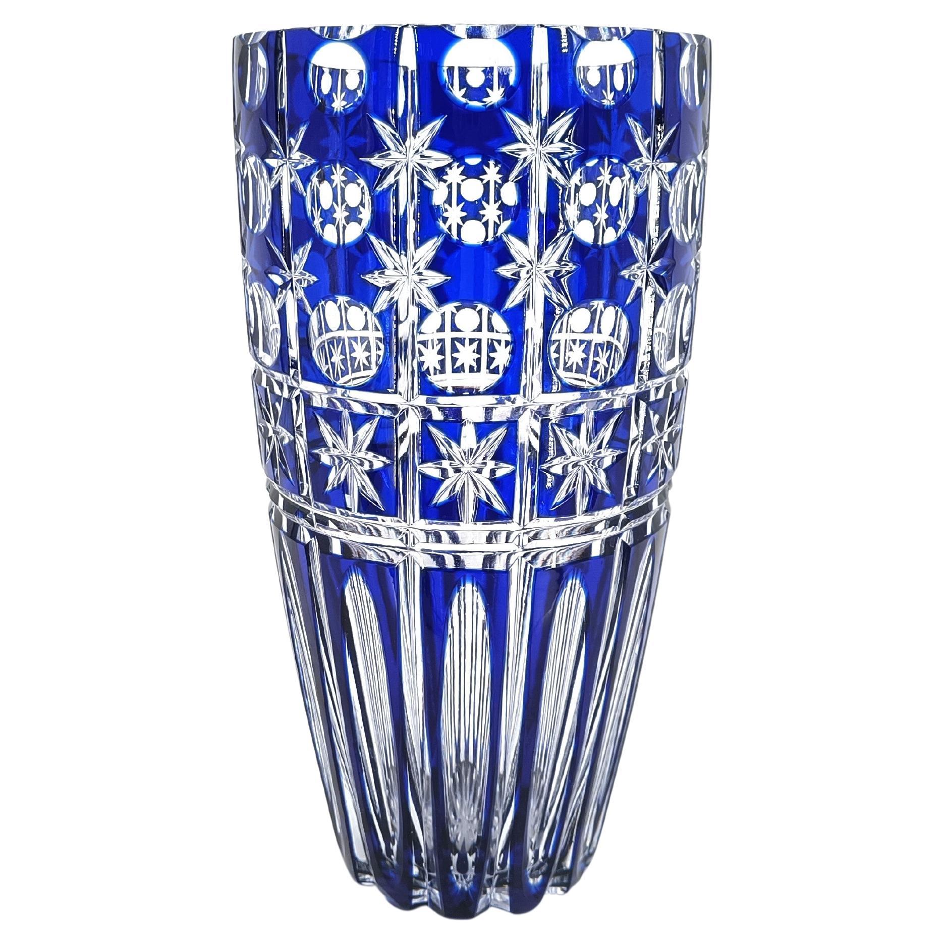 Vase bohème bleu cobalt, années 1960