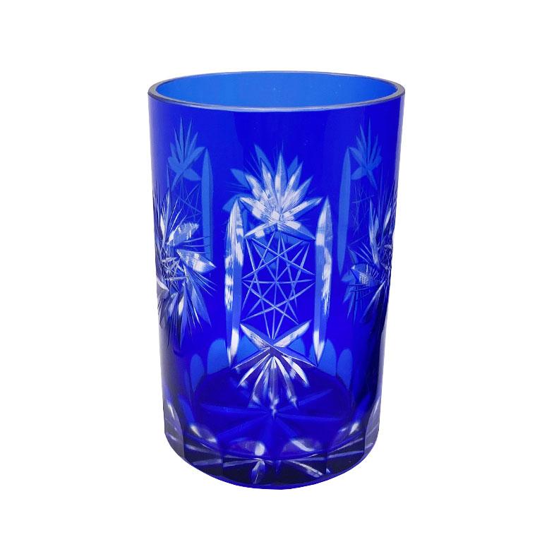 blue crystal glassware