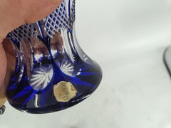 Cobalt blue cut crystal vase by Kisslinger, 1960s
