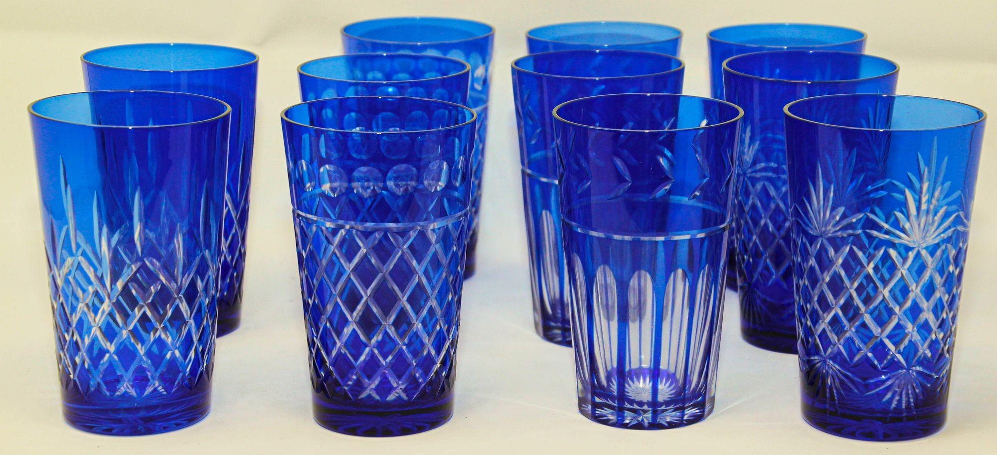 blue drinking glasses vintage