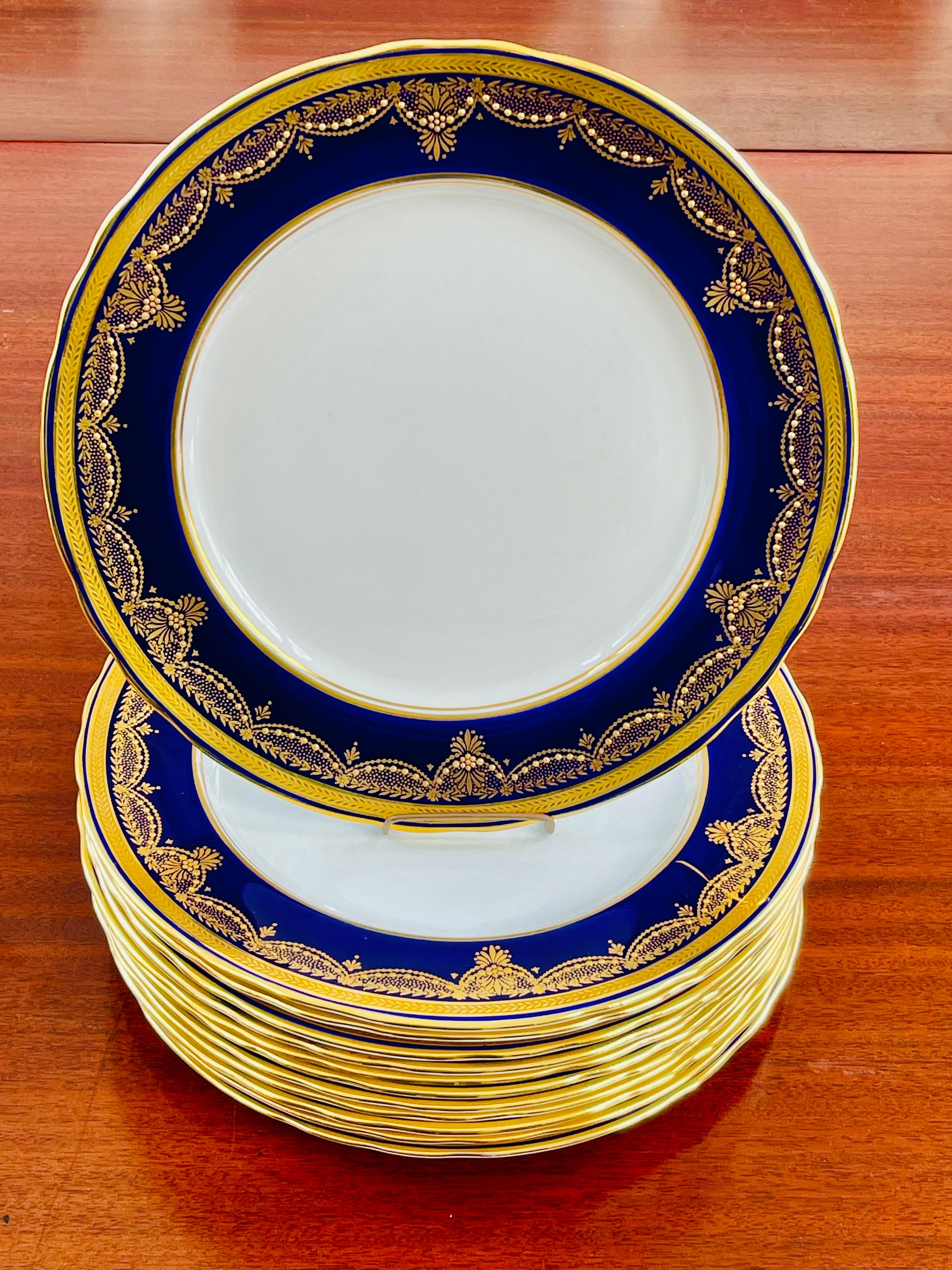 Neoclassical Cobalt Blue Diner Plate Set For Sale