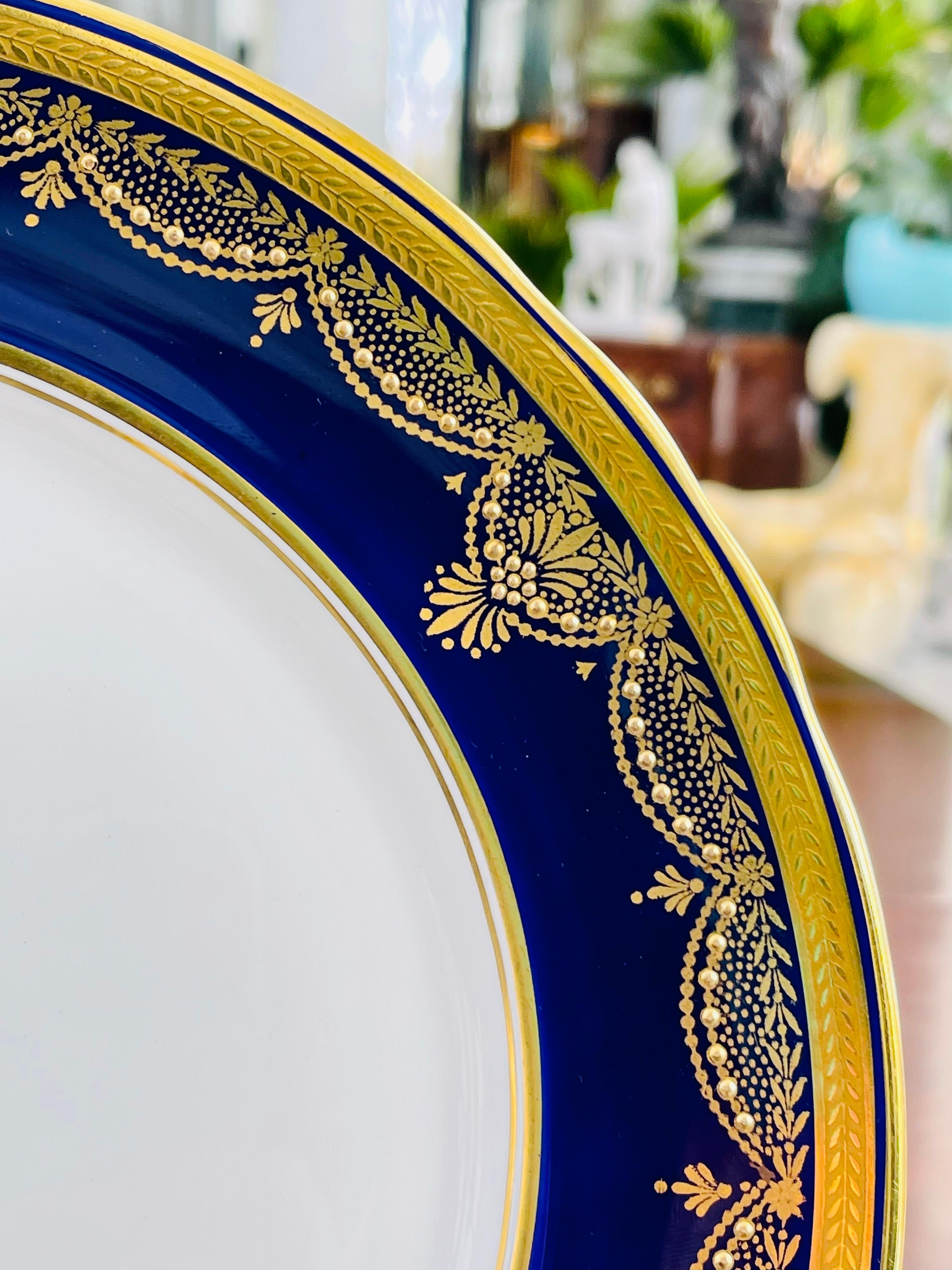 English Cobalt Blue Diner Plate Set For Sale