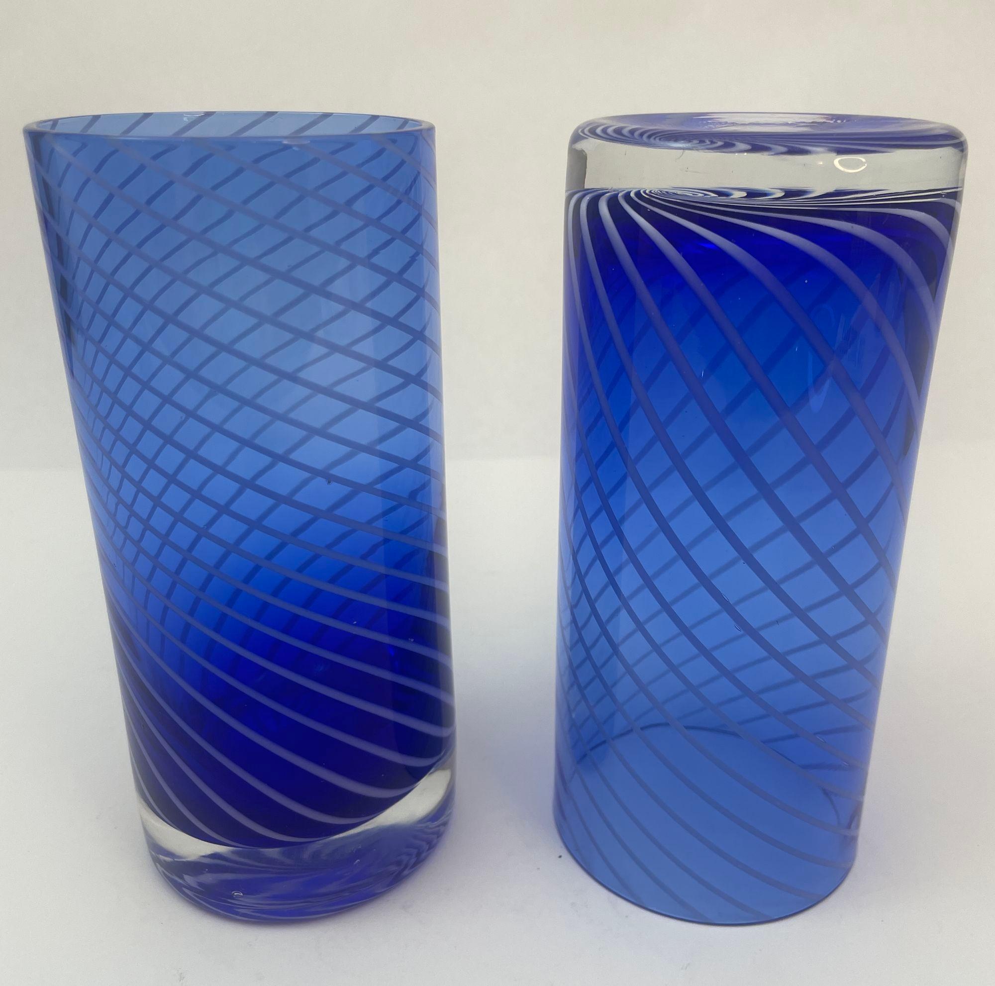Set di 4 bicchieri a spirale blu cobalto degli anni '80 in vendita 9