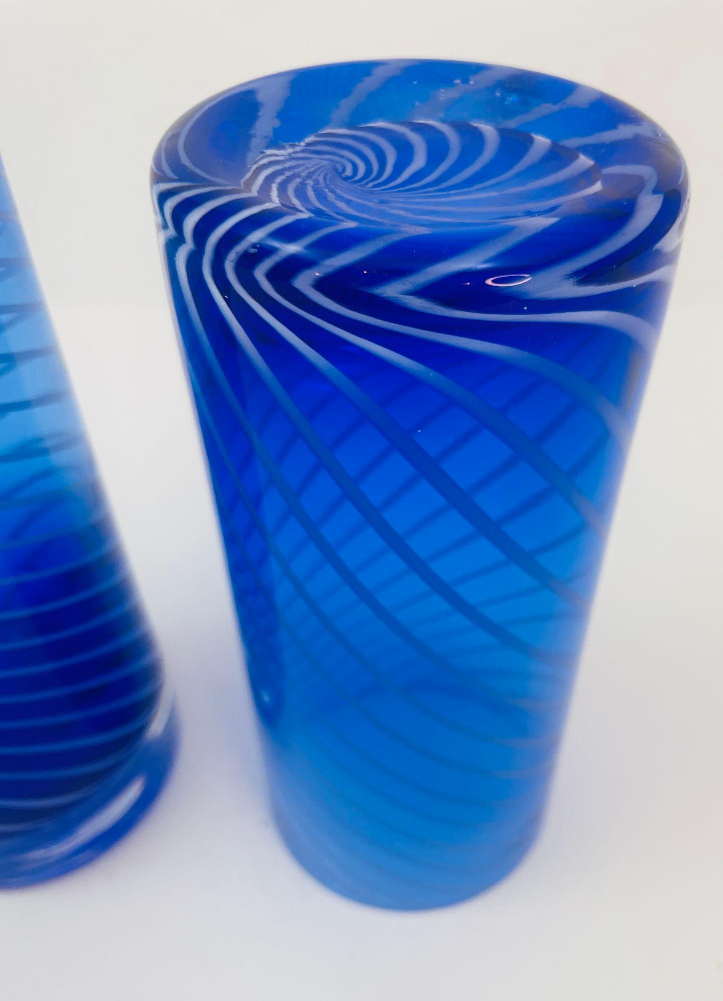 Set di 4 bicchieri a spirale blu cobalto degli anni '80 in vendita 10