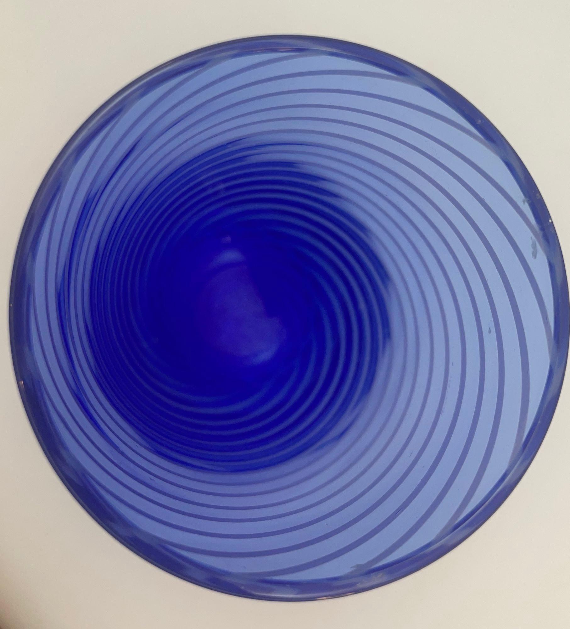 Cobalt Blue Drinking Glasses Set of 6 Spiral Italian Tumblers 1980s 3