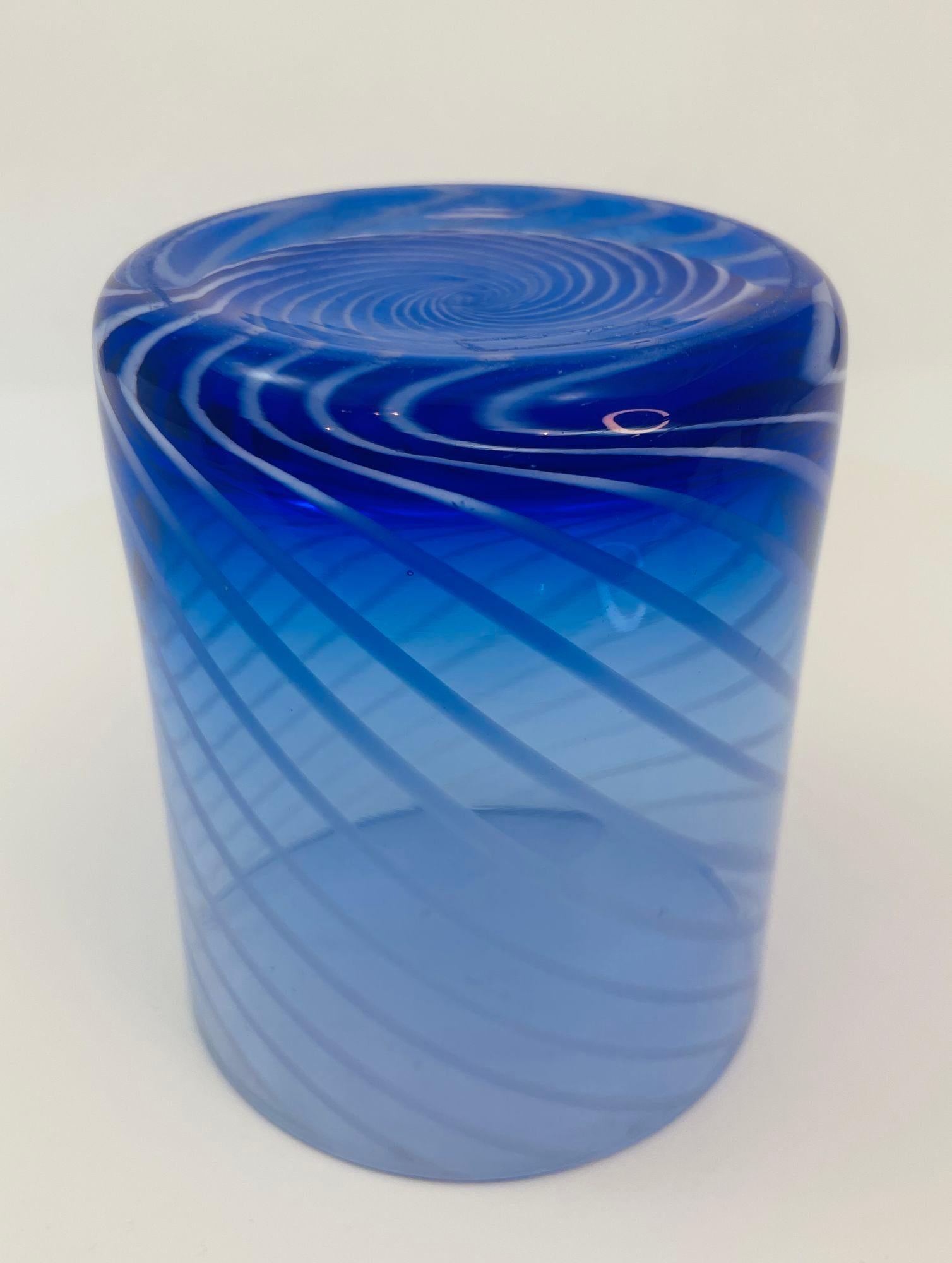 Juego de 4 copas azul cobalto espiral Italia años 80 en venta 4