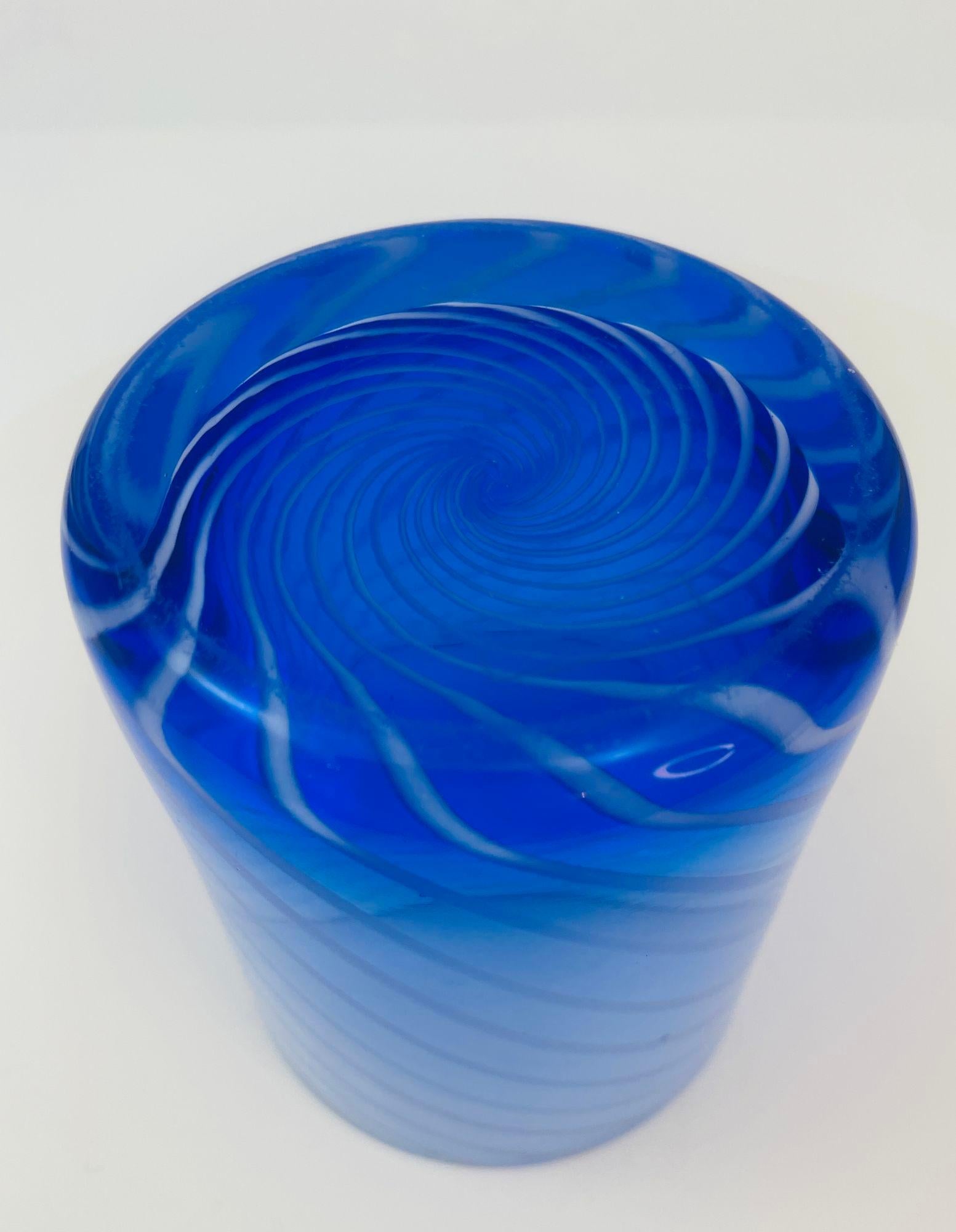 Juego de 4 copas azul cobalto espiral Italia años 80 en venta 2