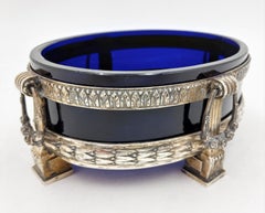 Cobalt Blue Glass Centerpiece with 800 Silver Base, 19th Century Germany
