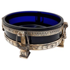 Cobalt Blue Glass Centerpiece with 800 Silver Base, 19th Century Germany