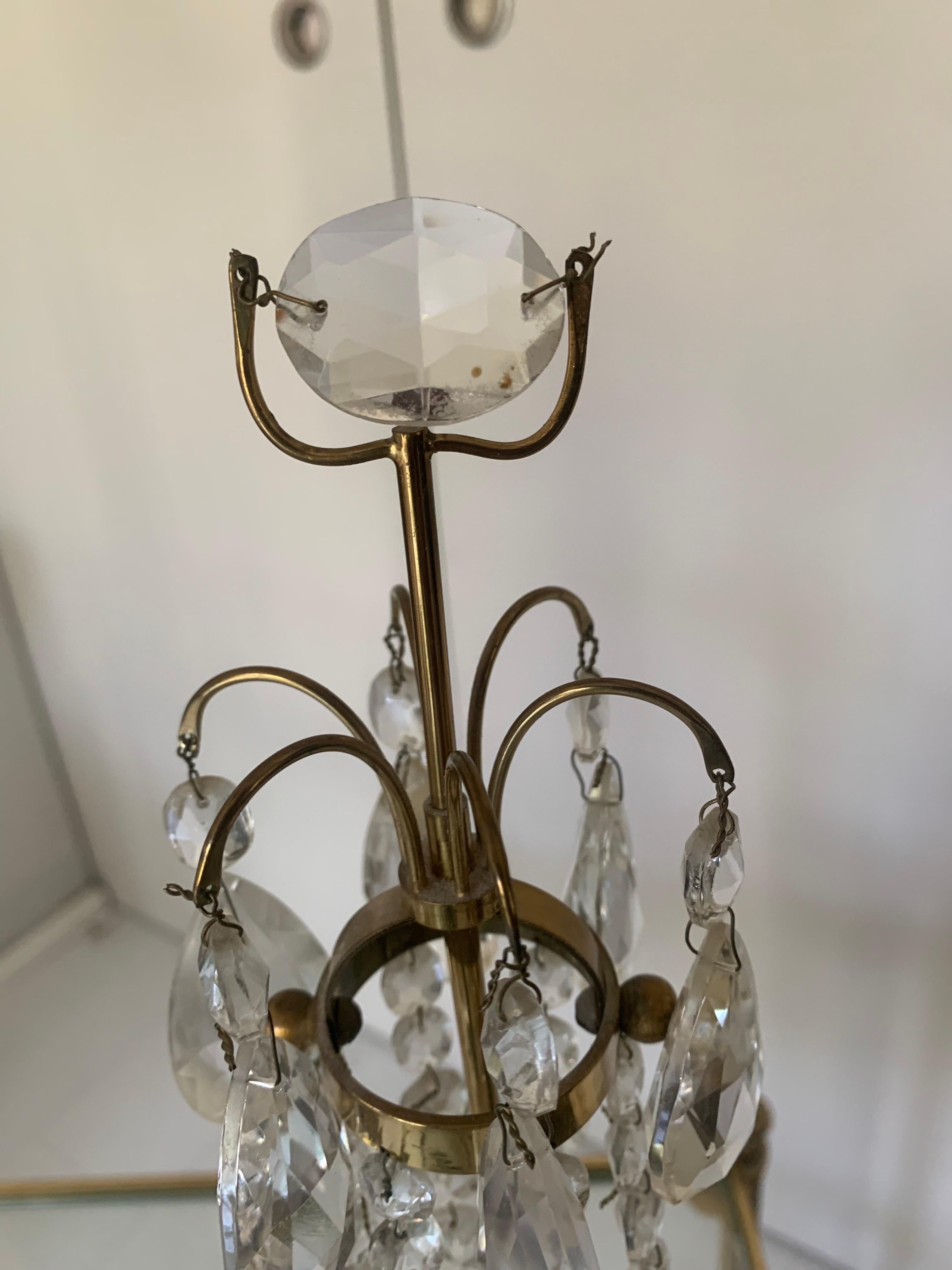 Vetro blu cobalto  Portacandele in cristallo dorato in bronzo Girandoles Candelabro in vendita 12