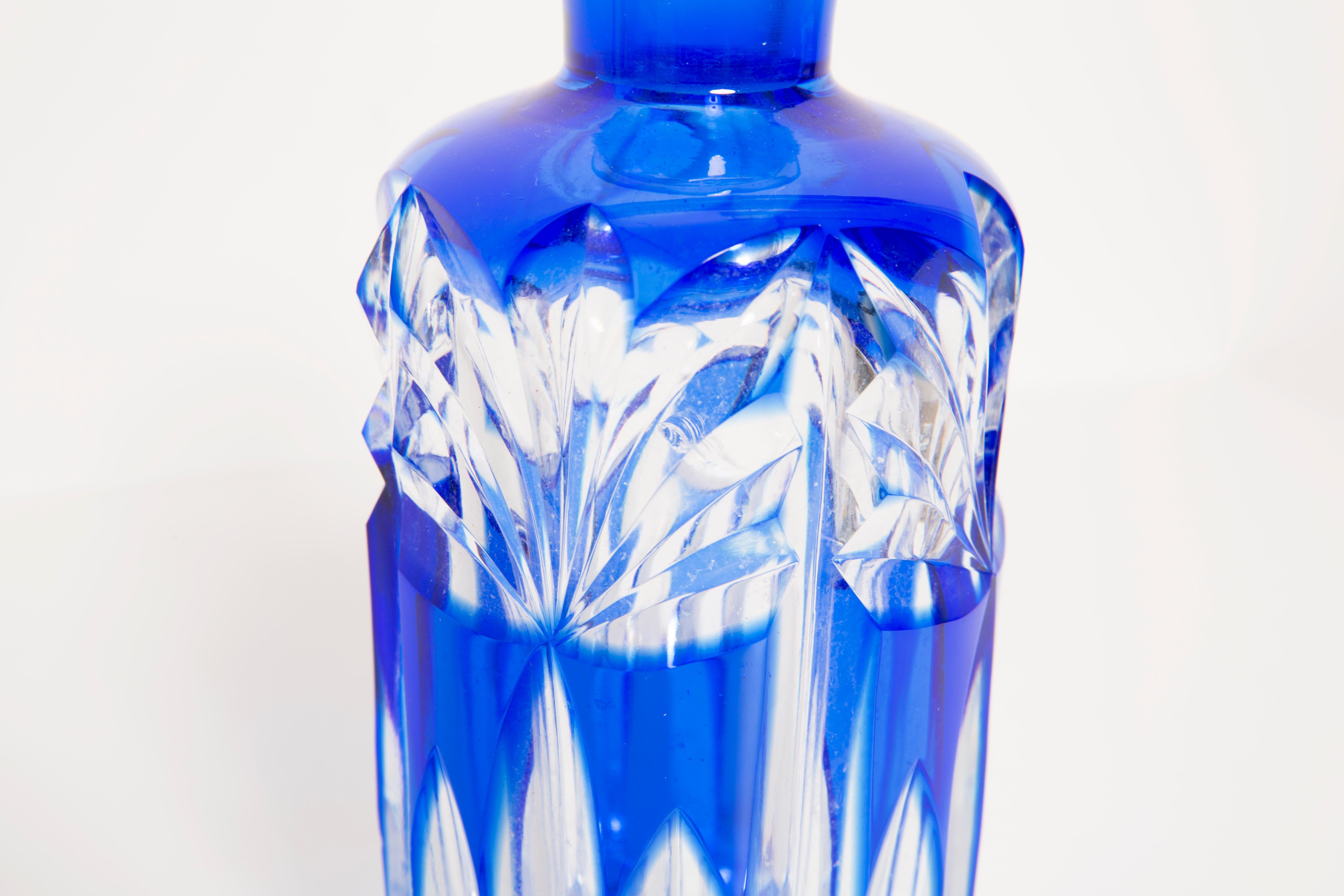 Cobalt Blue Glass Decanter with Stopper and Glasses, 20th Century, Europe, 1960s 3