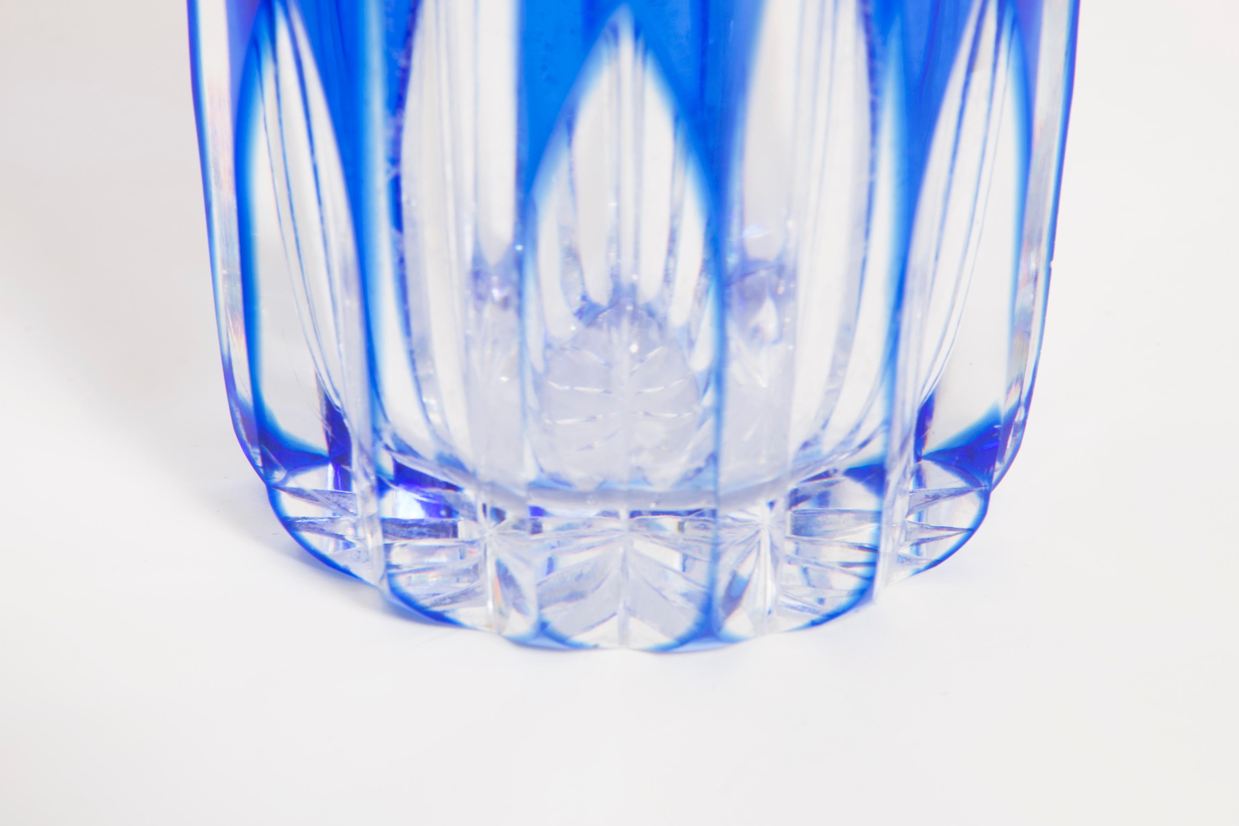 Mid-Century Modern Cobalt Blue Glass Decanter with Stopper and Glasses, 20th Century, Europe, 1960s