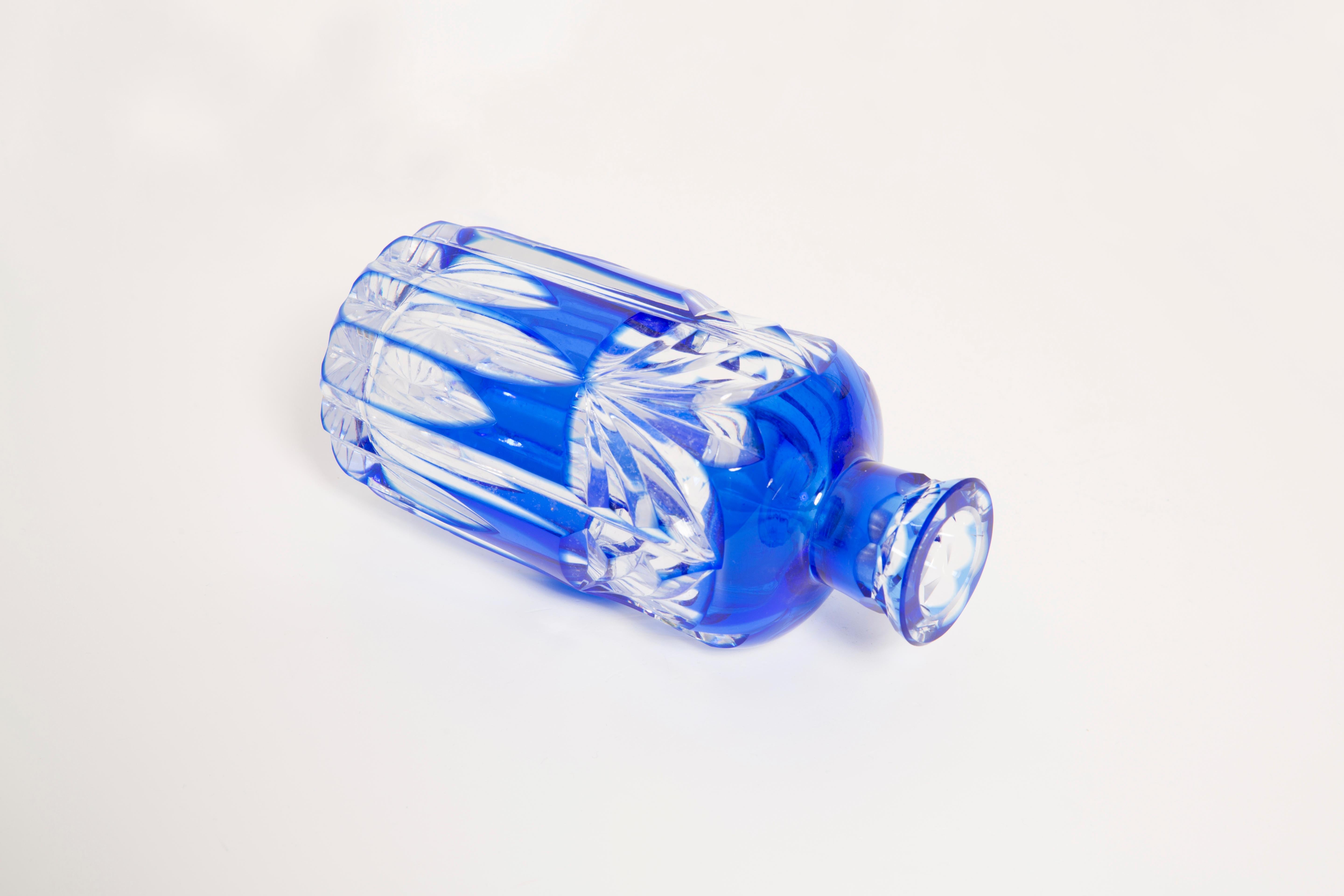 Cobalt Blue Glass Decanter with Stopper and Glasses, 20th Century, Europe, 1960s 1