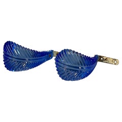 Corbatas de plumas de cristal azul cobalto Hollywood Regency
