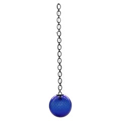 Cobalt Blue Glass Globe Brass Big Chain Empoli Pendant 25, Magic Circus Editions
