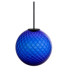 Cobalt Blue Glass Globe Brass Tube Empoli Pendant 30 By Magic Circus Editions