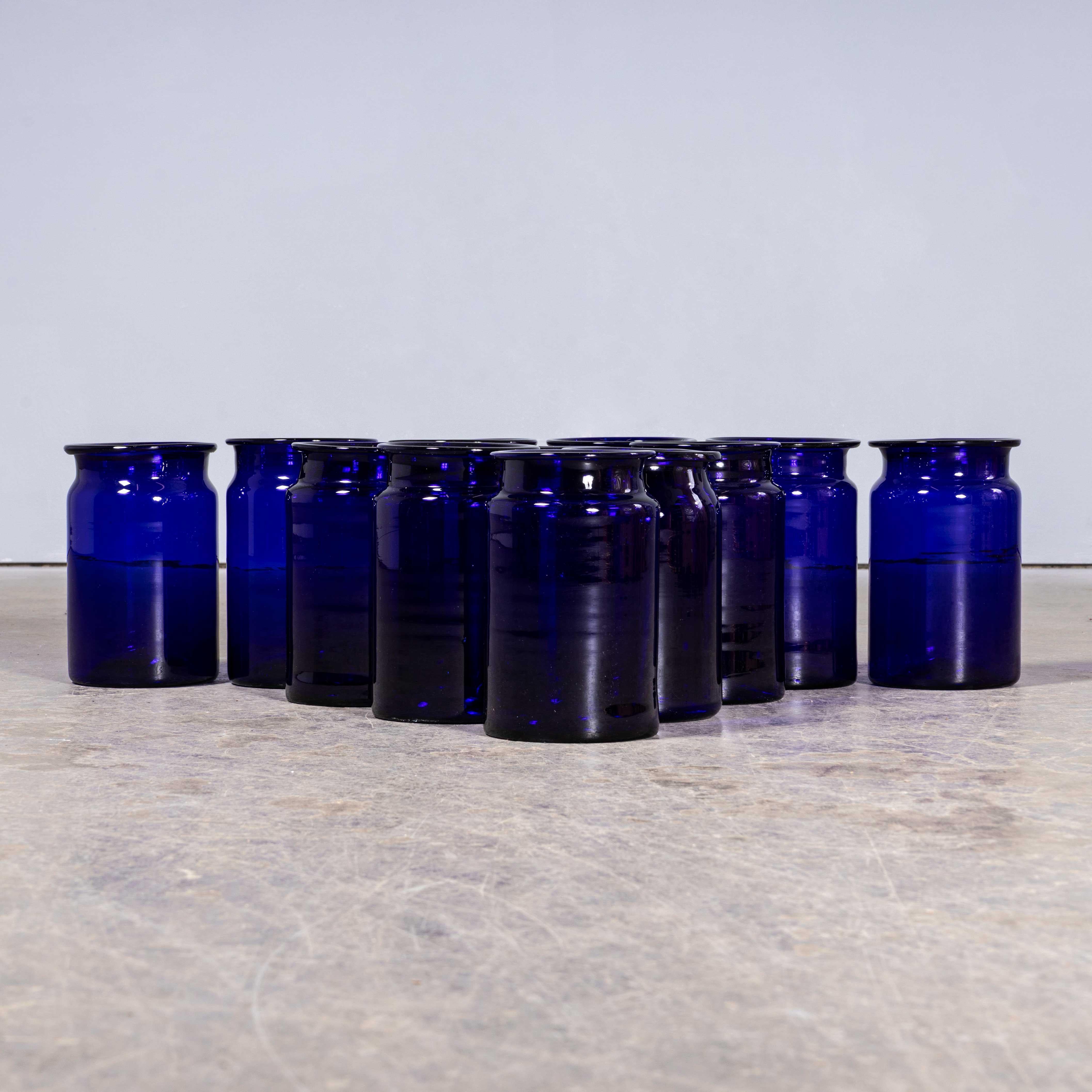 blue glass storage jars