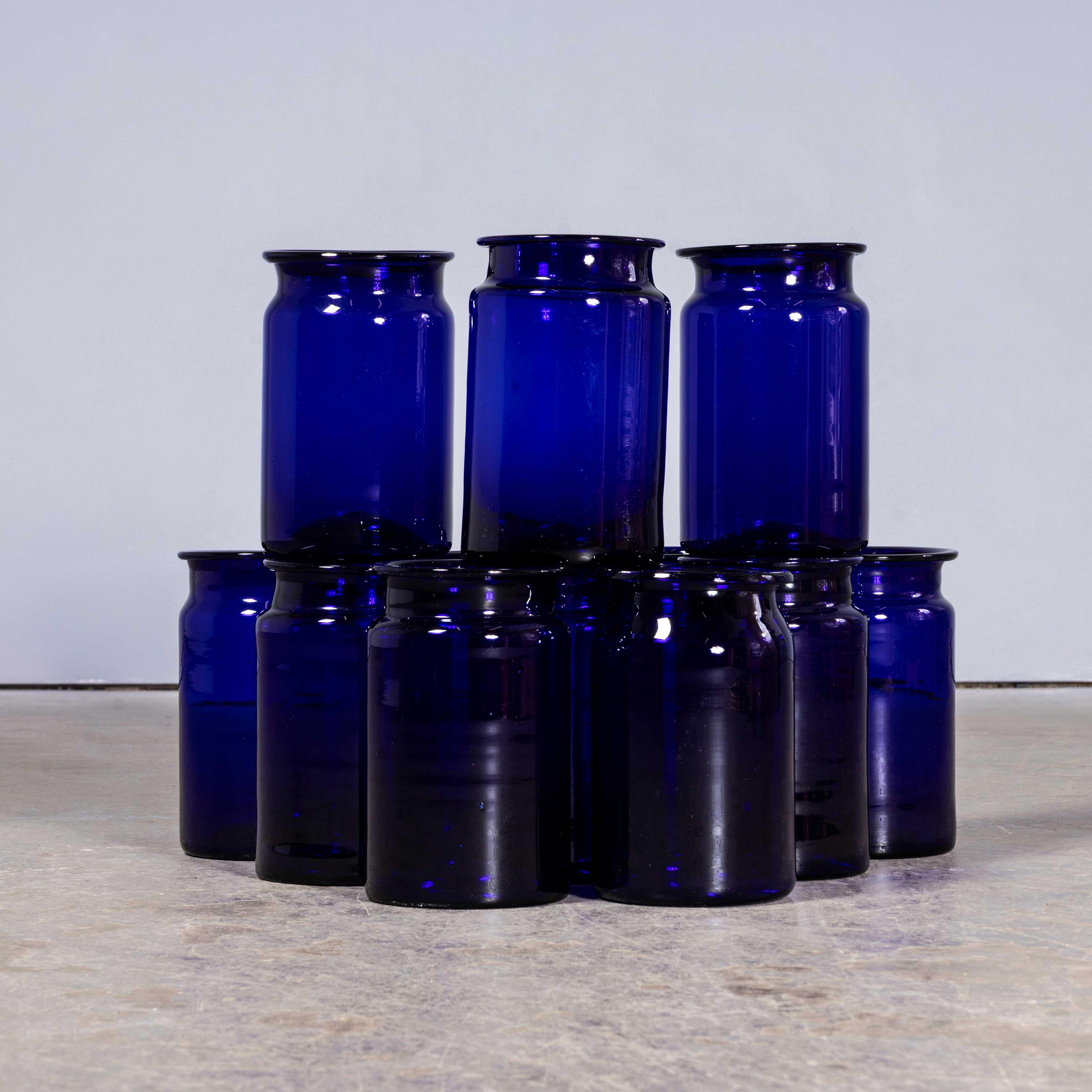 Cobalt Blue Glass Jar - Mid Height Vase - Mouth Blown For Sale 2