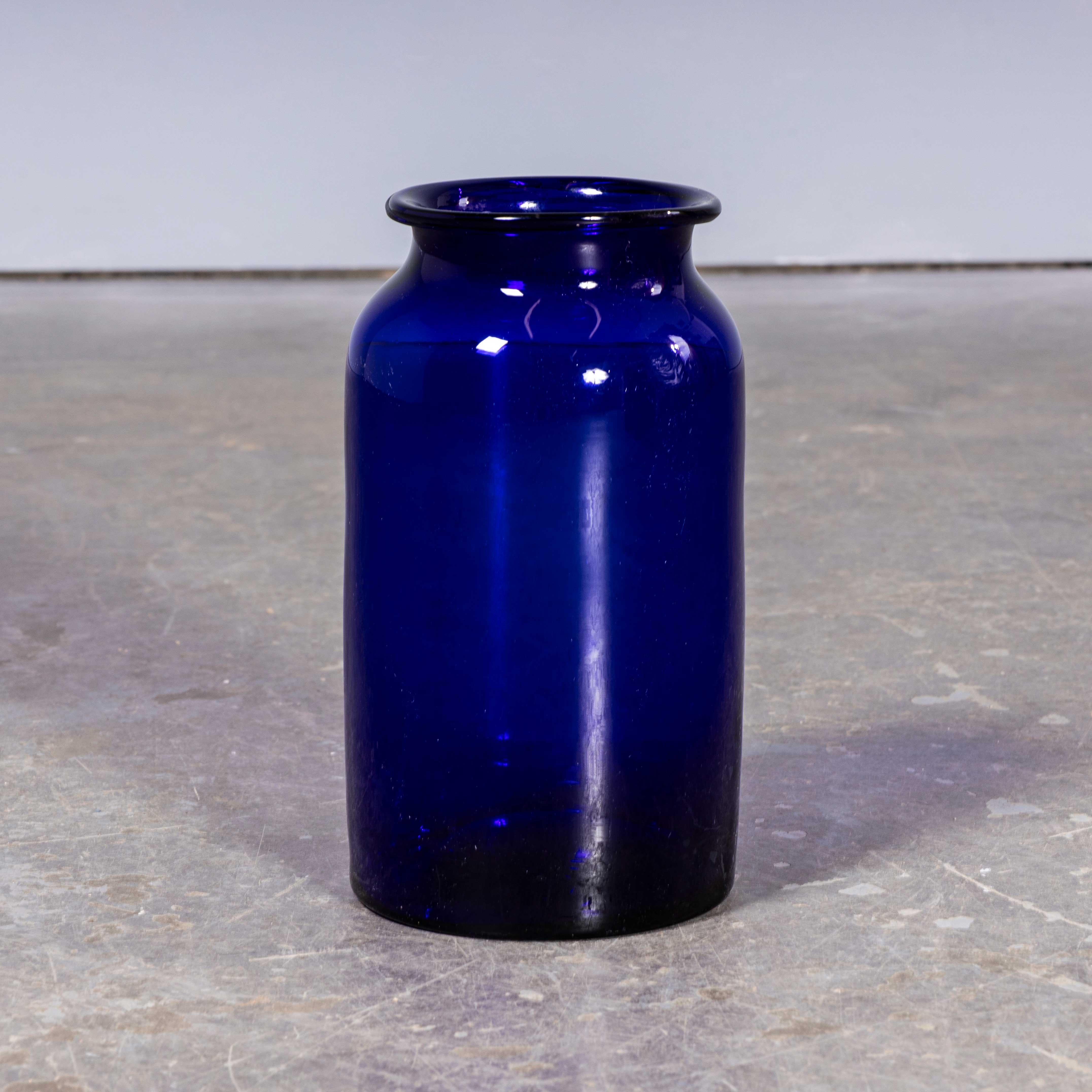Hungarian Cobalt Blue Glass Jar – Tall Vase – Mouth Blown For Sale