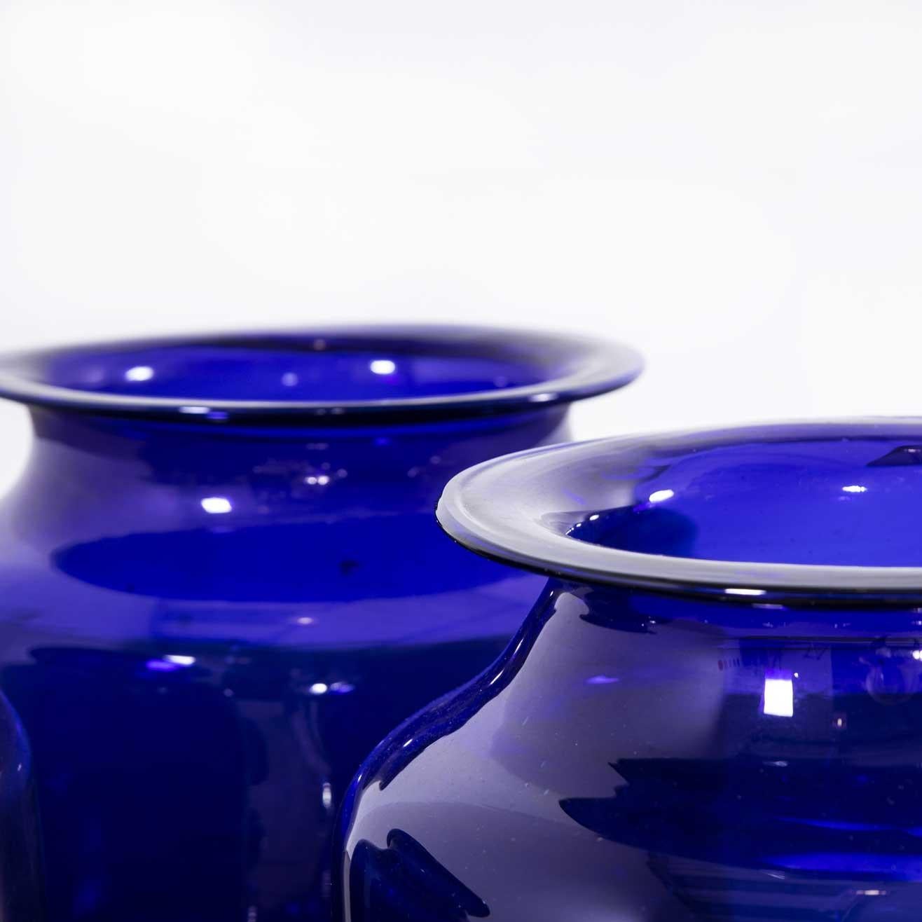 Cobalt Blue Glass Jars, Mouthblown For Sale 3