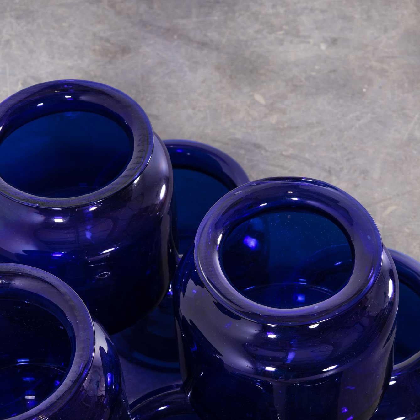Cobalt Blue Glass Jars, Mouthblown For Sale 1