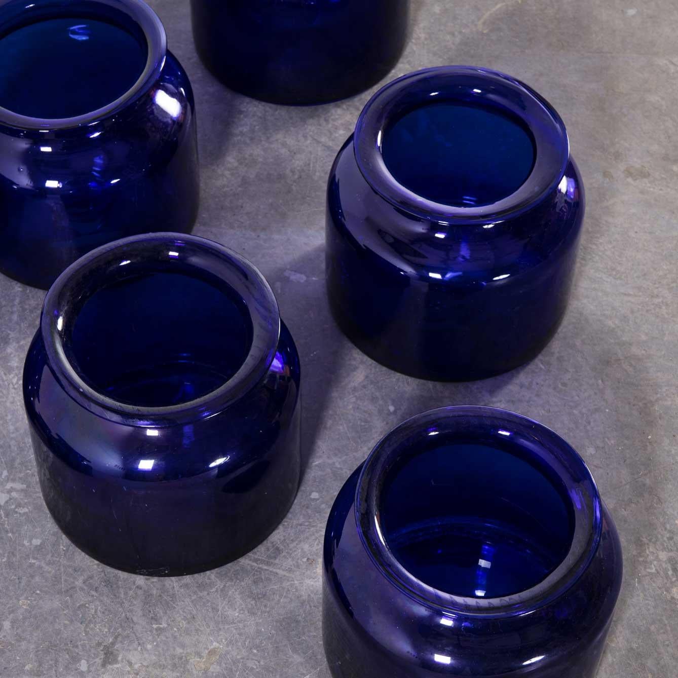 Cobalt Blue Glass Jars, Mouthblown For Sale 2