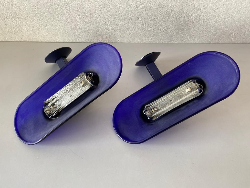 Cobalt Blue Glass Pair of Sconces by King and Miranda for Arteluce, 1980s, Italy For Sale 6