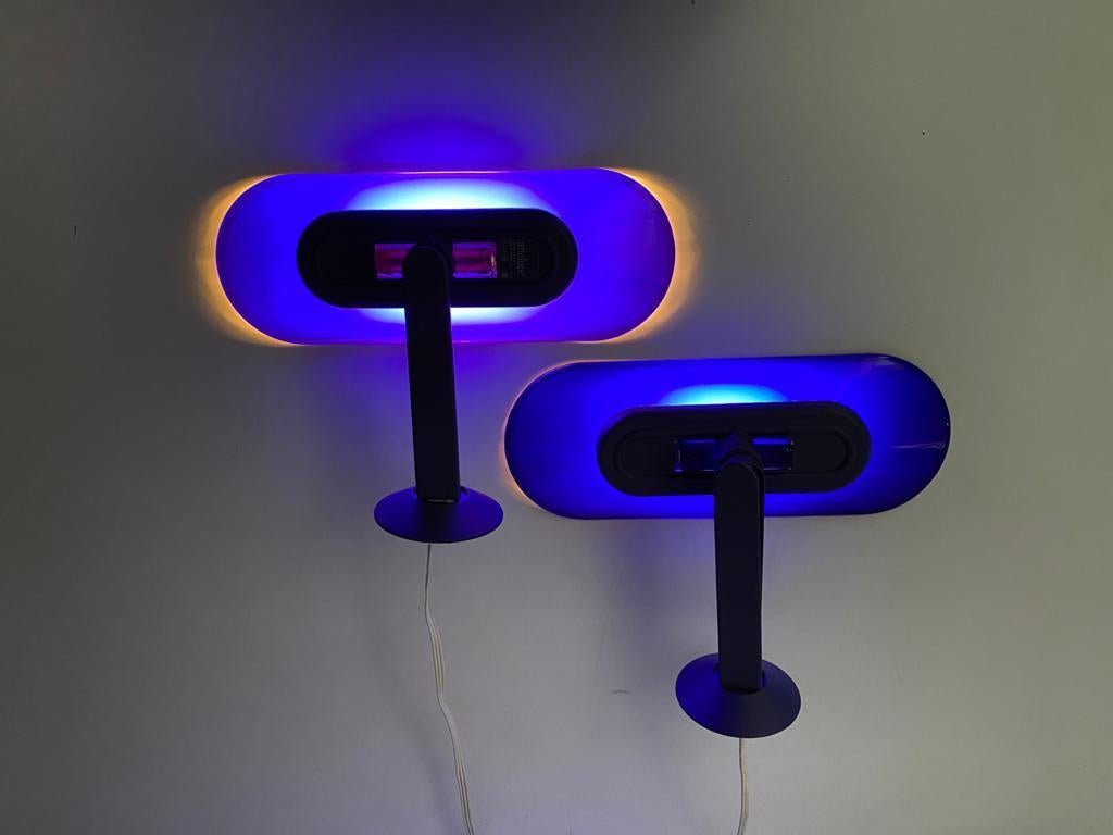 Cobalt Blue Glass Pair of Sconces by King and Miranda for Arteluce, 1980s, Italy For Sale 1