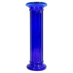 Vintage Pilgrim Glass Cobalt Blue Fluted Doric Column Pedestal 