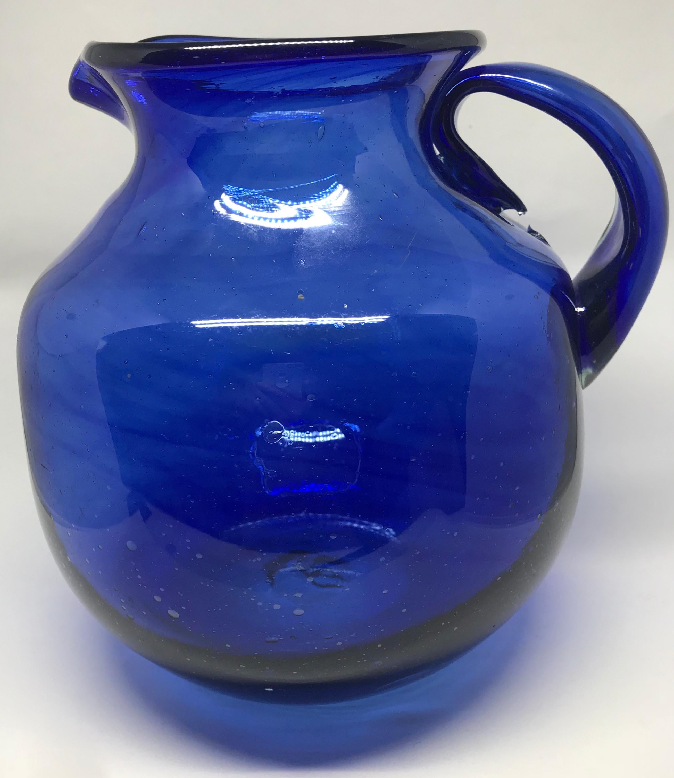 American Cobalt Blue Glass Pitcher