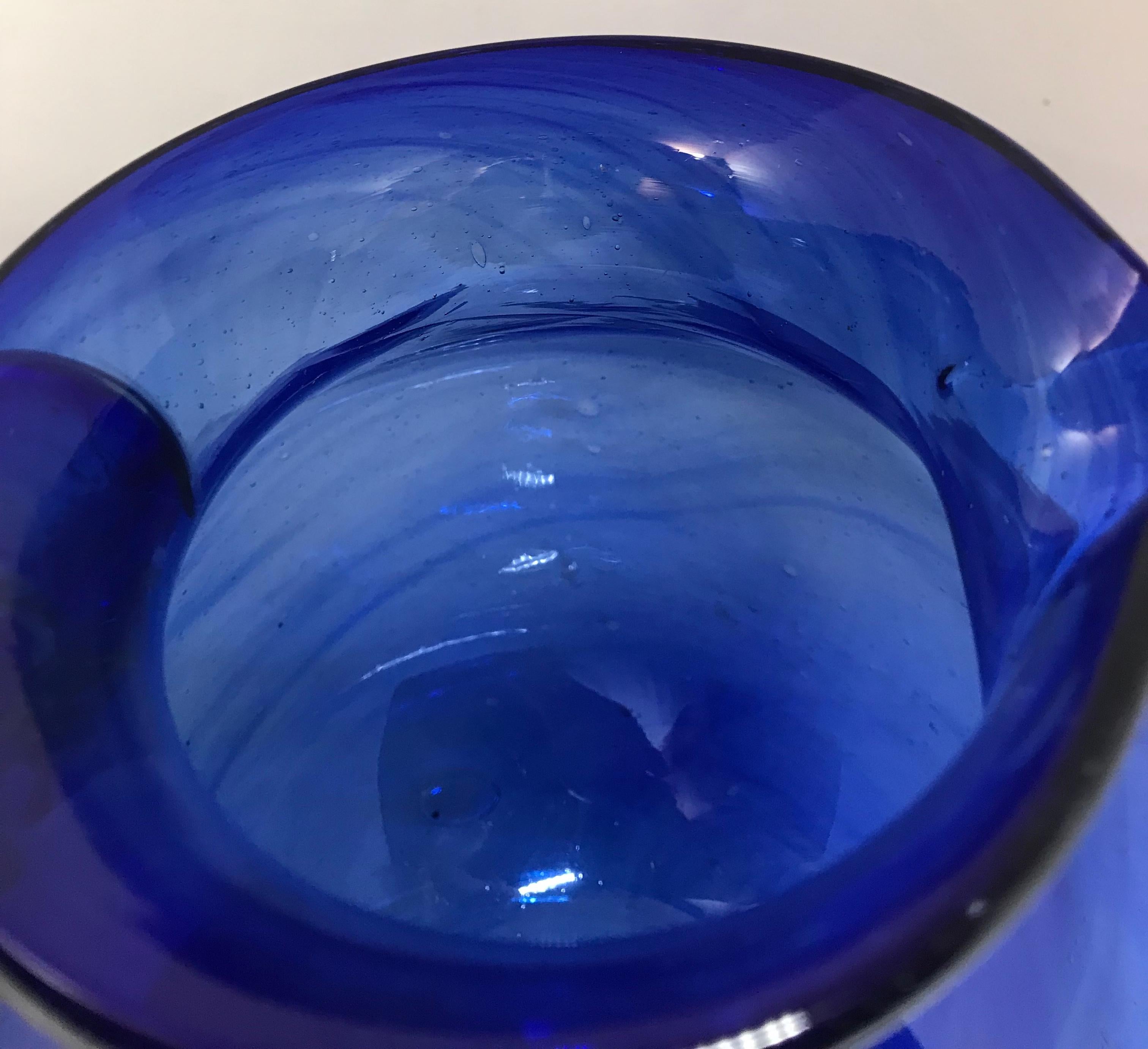 Cobalt Blue Glass Pitcher In Good Condition In New York, NY