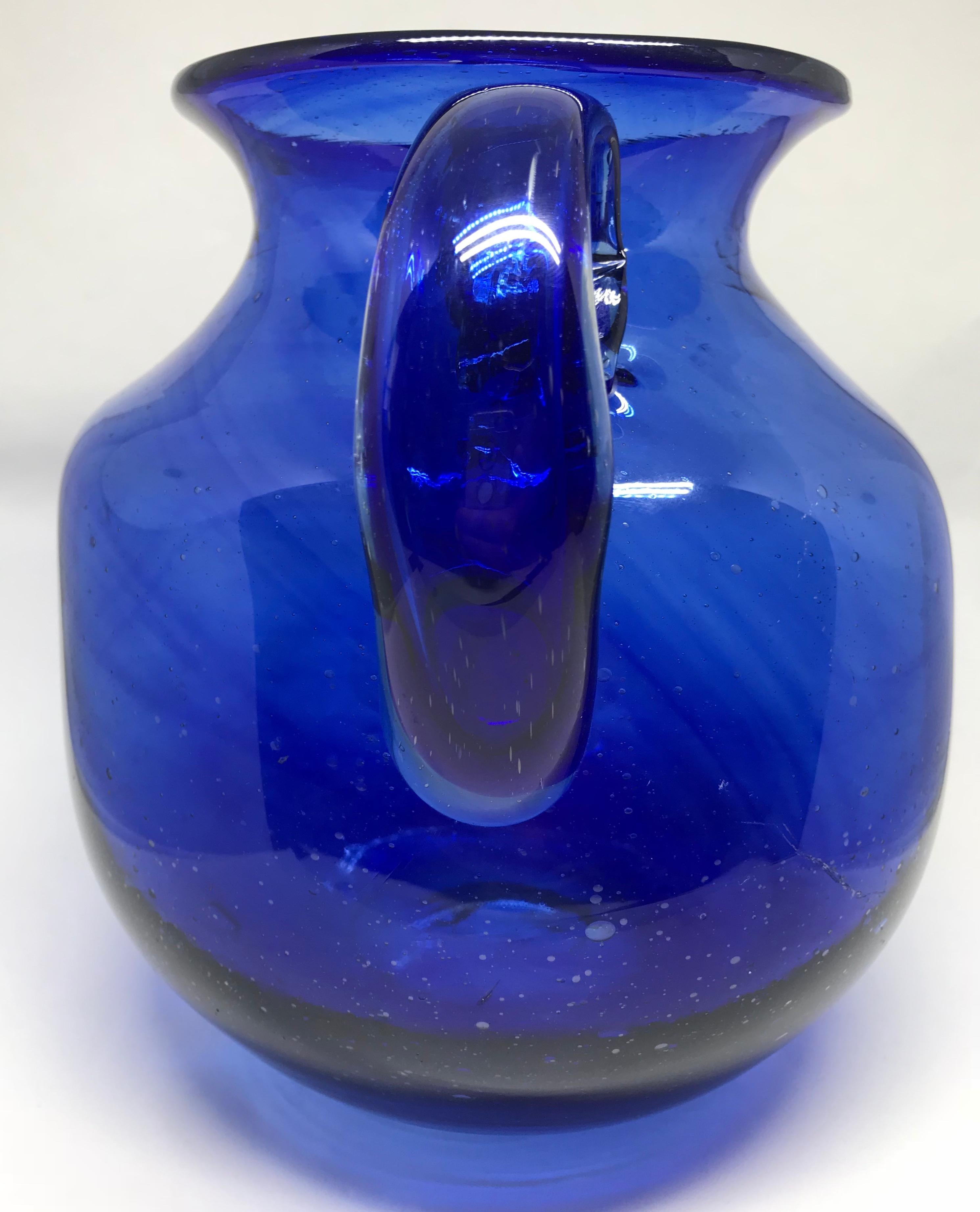 20th Century Cobalt Blue Glass Pitcher