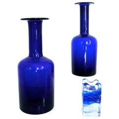 Cobalt Blue Gulvases by Otto Brauer, Design by Per Lutken for Holmegaard