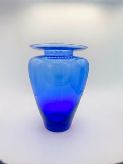 Cobalt Blue Hand-Blown Art Glass Vase, Scandinavian Modern Style, 1970s