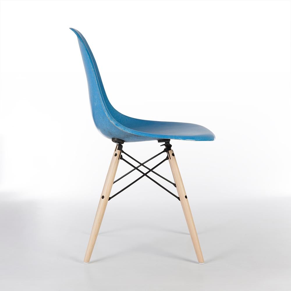 Mid-Century Modern Cobalt Blue Herman Miller Eames DSW Side Shell Chair For Sale