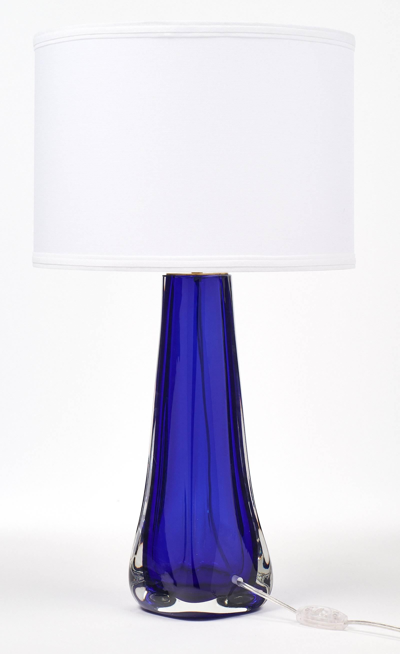 Lampes italiennes en verre de Murano bleu cobalt en vente 3