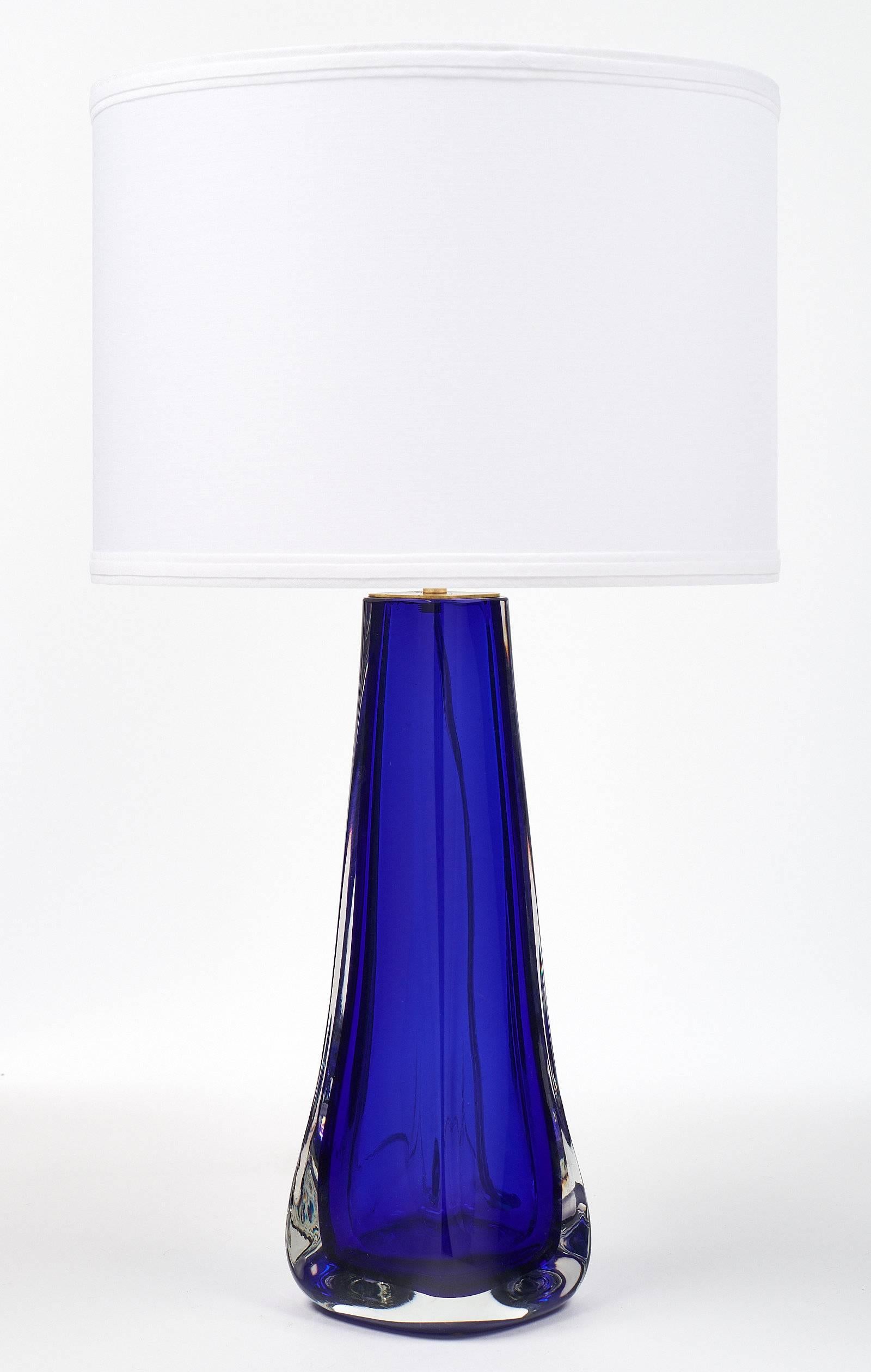 Moderne Lampes italiennes en verre de Murano bleu cobalt en vente