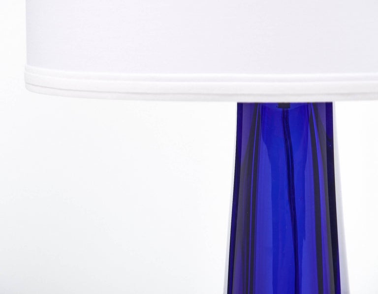 Cobalt Blue Italian Murano Glass Lamps In Excellent Condition For Sale In Austin, TX