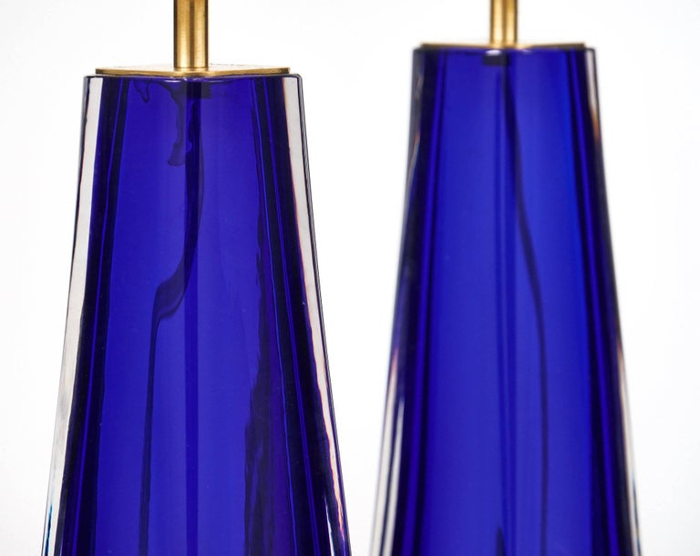 Contemporary Cobalt Blue Italian Murano Glass Lamps For Sale