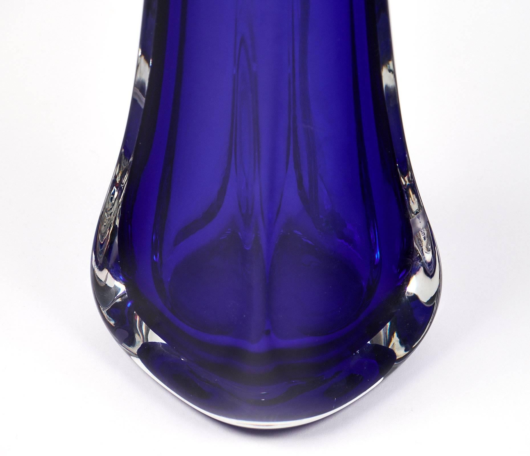 Lampes italiennes en verre de Murano bleu cobalt en vente 1
