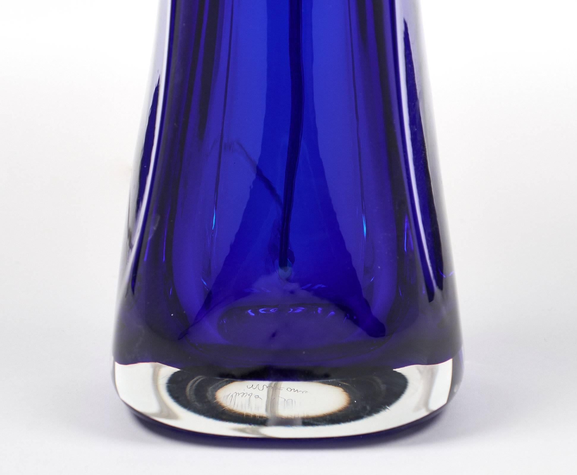 Lampes italiennes en verre de Murano bleu cobalt en vente 2