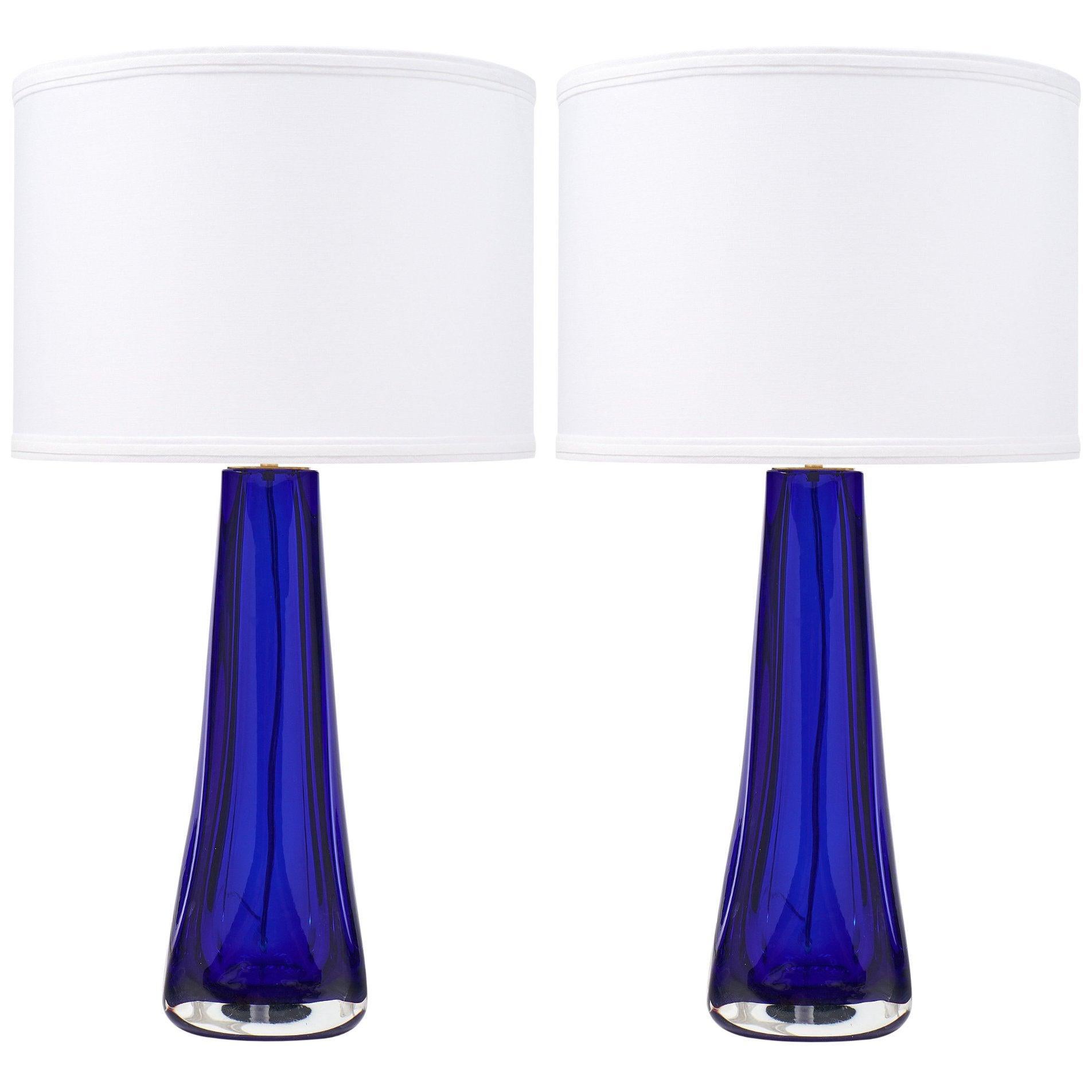 Cobalt Blue Italian Murano Glass Lamps
