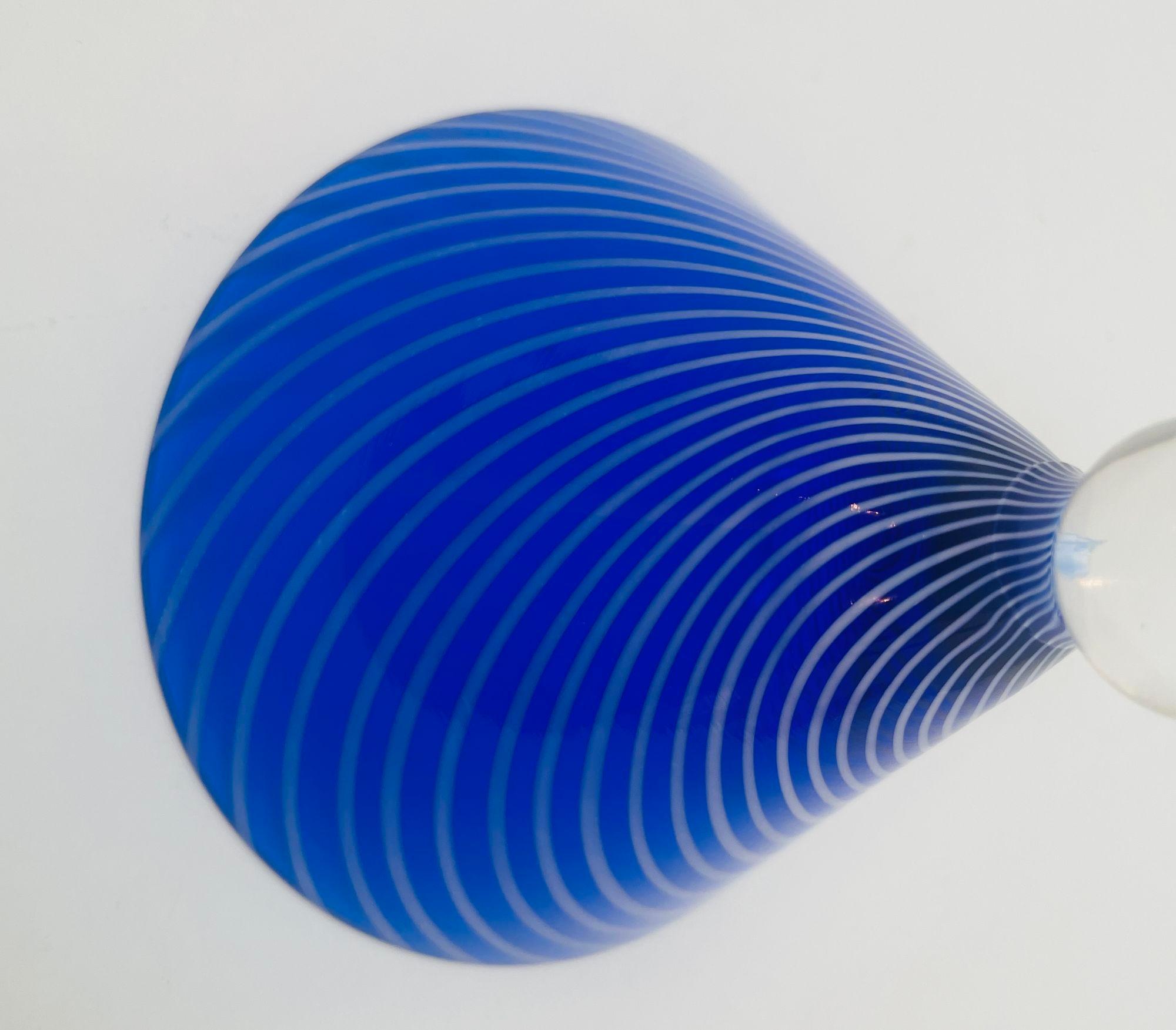 Cobalt Blue Italian Stemmed Martini Glasses Set of 6 Post Modern Barware 1980s For Sale 3